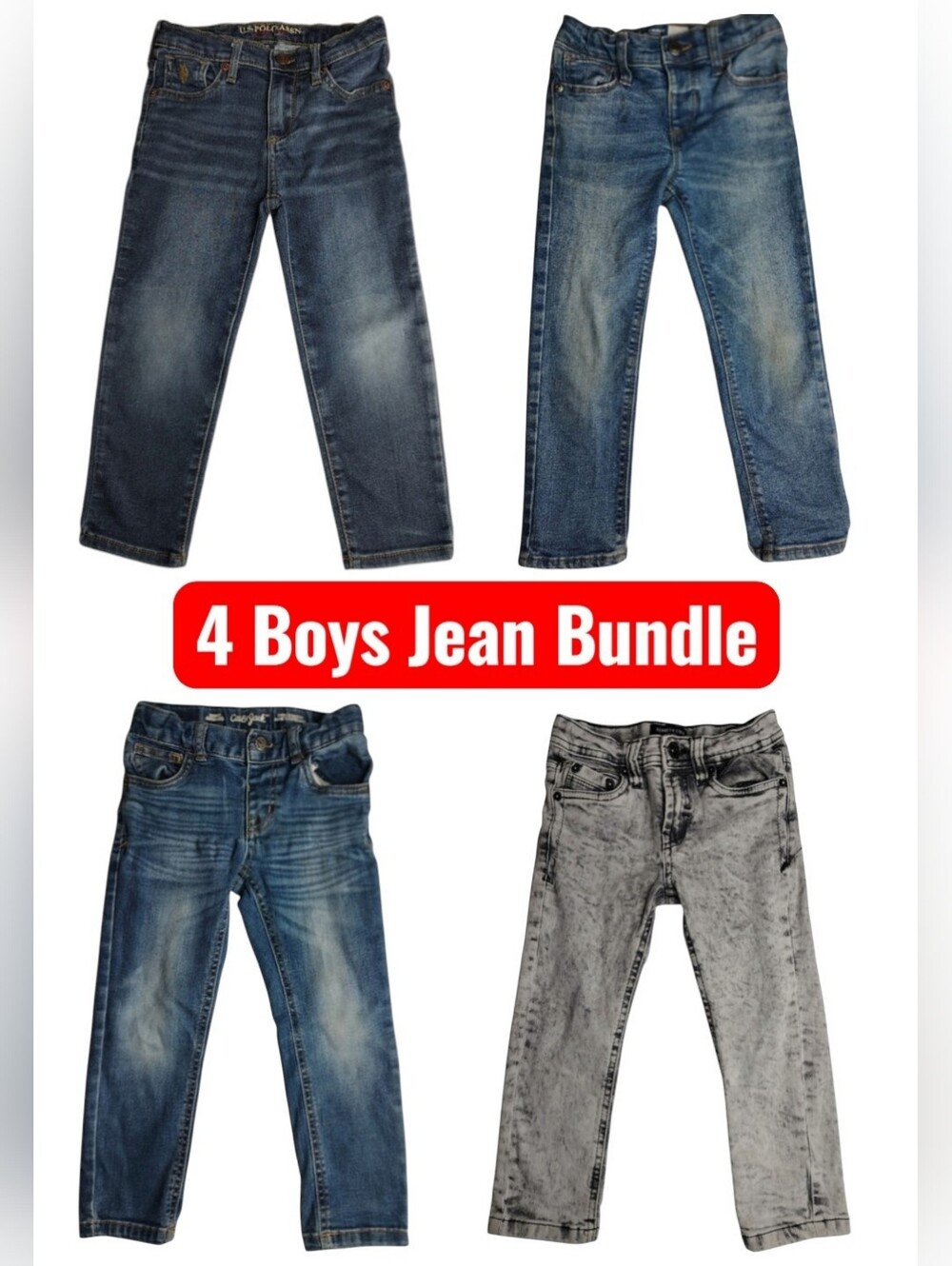 Boys 4 Jeans Bundle U.S. Polo Assn., Kenneth Cole, Old Navy, Cat & Jack- 4T